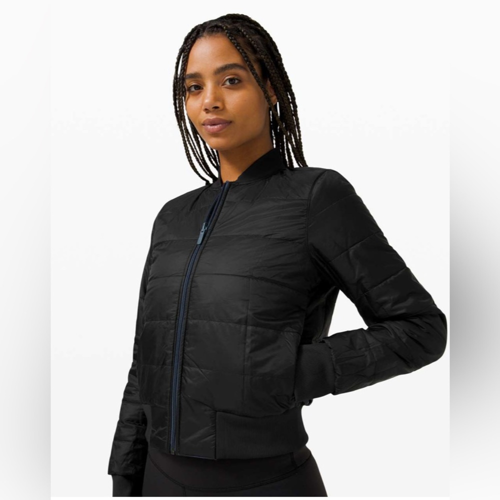 Lululemon Non-Stop Bomber *Reversible Iron Blue  Black Sz 8 EUC, $148 PrimaLoft - Picture 2 of 8